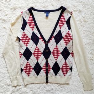 💛 Forever 21 Argyle Button Up Cardigan